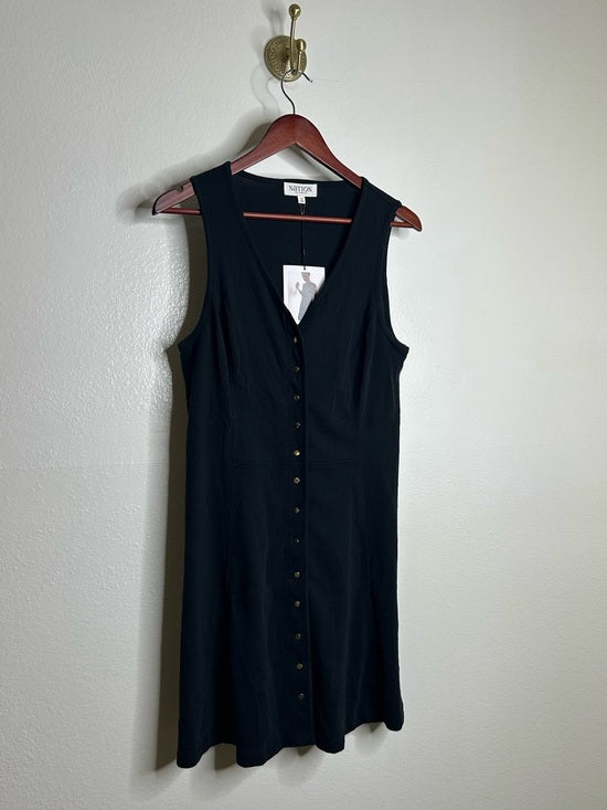 Nation LTD Nation LA 100% Cotton Black Gold Button V - Neck Button Down Mini Dress - Cotton