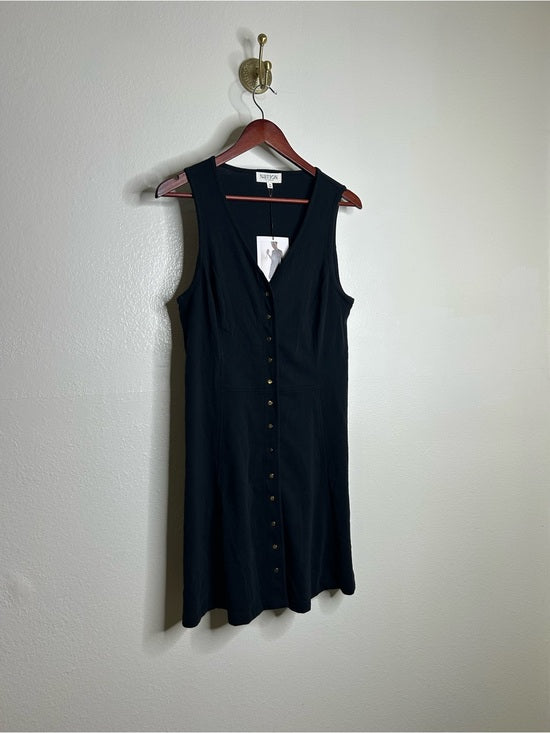 Nation LTD Nation LA 100% Cotton Black Gold Button V - Neck Button Down Mini Dress - Cotton