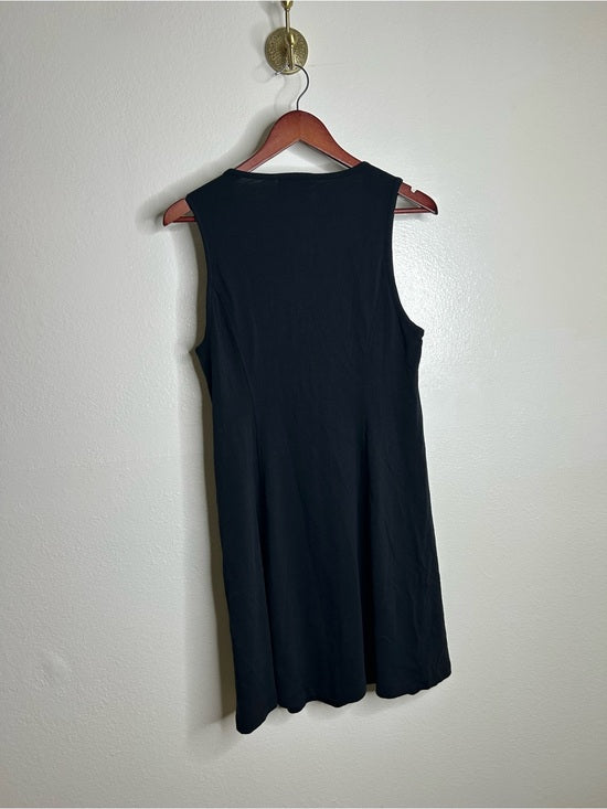 Nation LA 100% Cotton Black Gold Button V - Neck Button Down Mini Dress