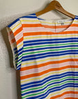 Amour Vert 100% Silk Striped Multicolor Mini Dress