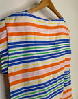 Amour Vert 100% Silk Striped Multicolor Mini Dress