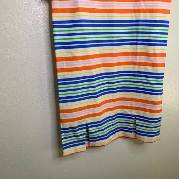 Amour Vert 100% Silk Striped Multicolor Mini Dress