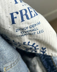 Free People 100% Cotton Ziggy Denim Straight Leg Overalls Medium Wash