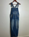 Free People 100% Cotton Ziggy Denim Straight Leg Overalls Medium Wash
