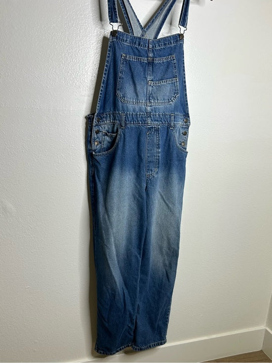 Free People Free People 100% Cotton Ziggy Denim Straight Leg Overalls Medium Wash - Cotton, Denim