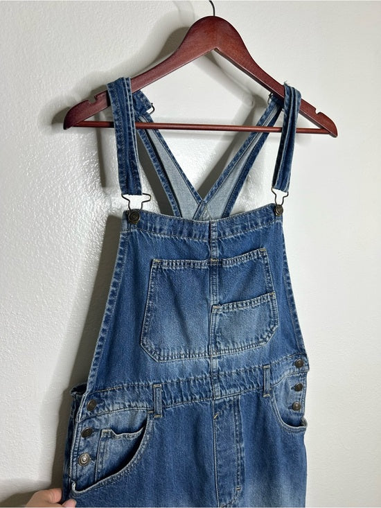 Free People Free People 100% Cotton Ziggy Denim Straight Leg Overalls Medium Wash - Cotton, Denim