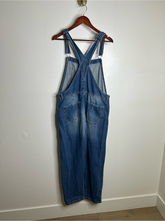 Free People 100% Cotton Ziggy Denim Straight Leg Overalls Medium Wash