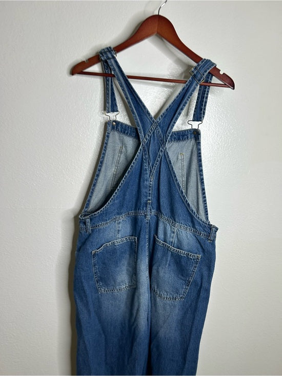 Free People 100% Cotton Ziggy Denim Straight Leg Overalls Medium Wash
