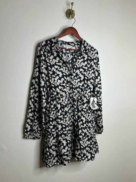 Nation LTD Nation LA 100% Organic Cotton Black Daisy Floral Printed Cinch Waist Dress - Cotton