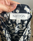 Nation LA 100% Organic Cotton Black Daisy Floral Printed Cinch Waist Dress
