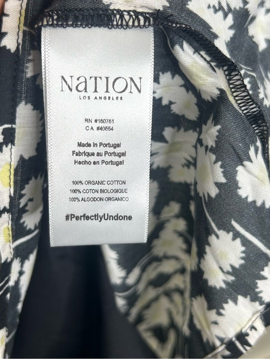 Nation LA 100% Organic Cotton Black Daisy Floral Printed Cinch Waist Dress