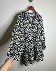 Nation LA 100% Organic Cotton Black Daisy Floral Printed Cinch Waist Dress
