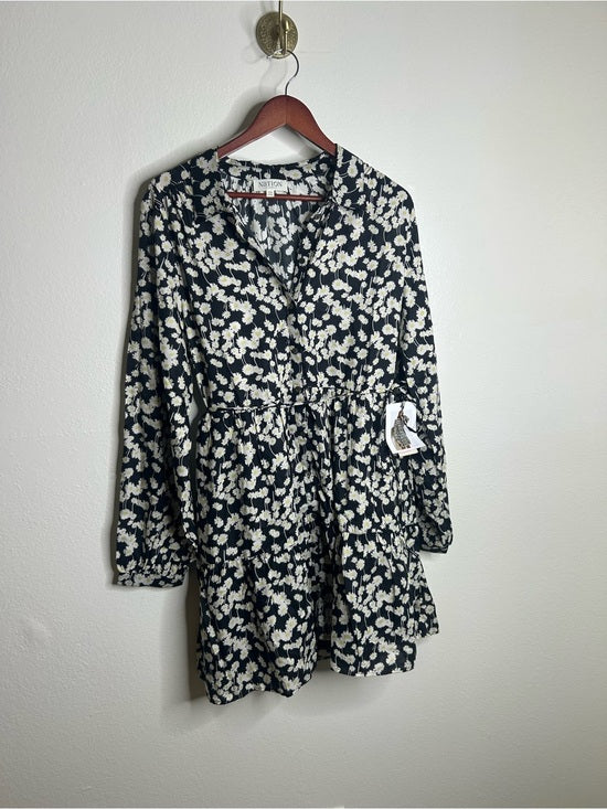 Nation LTD Nation LA 100% Organic Cotton Black Daisy Floral Printed Cinch Waist Dress - Cotton