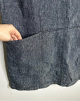 Free People 100% Linen Striped Navy Tunic Style Shift Dress Boxy Fit