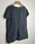 Free People 100% Linen Striped Navy Tunic Style Shift Dress Boxy Fit