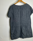 Free People 100% Linen Striped Navy Tunic Style Shift Dress Boxy Fit
