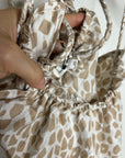 Unsubscribed 100% Silk Giraffe Animal Print Halter Cinched Dress