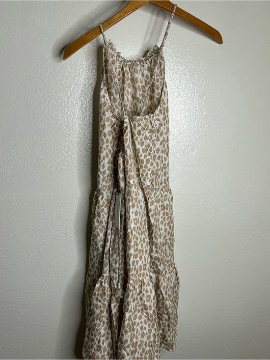 Unsubscribed 100% Silk Giraffe Animal Print Halter Cinched Dress