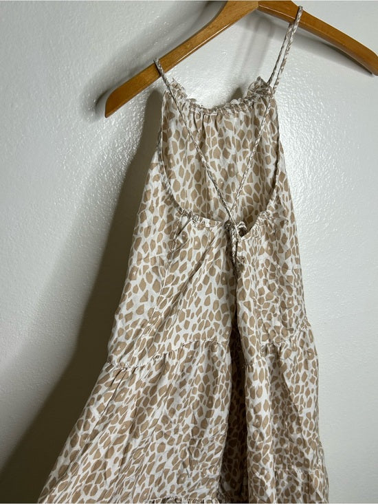 Unsubscribed 100% Silk Giraffe Animal Print Halter Cinched Dress