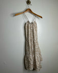 Unsubscribed 100% Silk Giraffe Animal Print Halter Cinched Dress