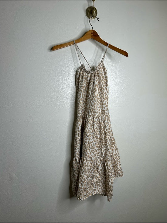 Unsubscribed 100% Silk Giraffe Animal Print Halter Cinched Dress
