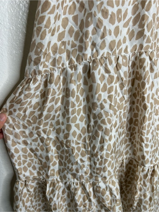 Unsubscribed 100% Silk Giraffe Animal Print Halter Cinched Dress