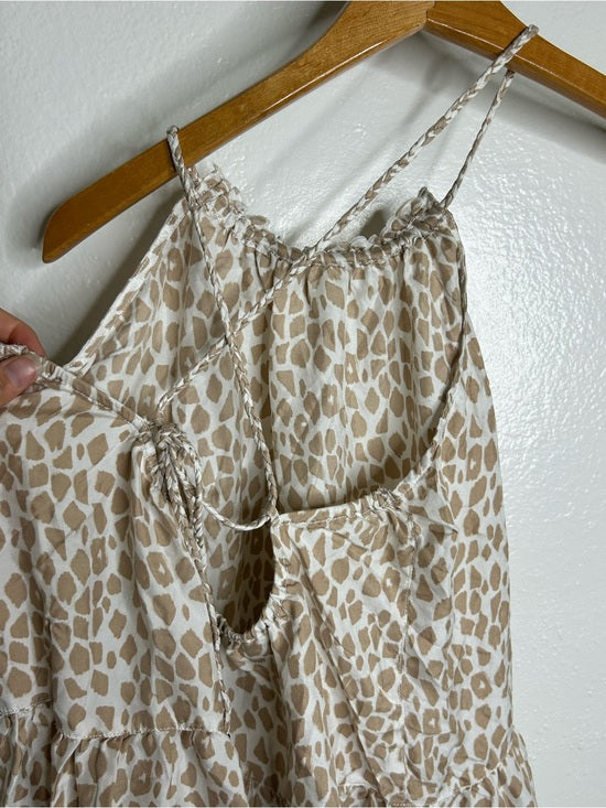 Unsubscribed 100% Silk Giraffe Animal Print Halter Cinched Dress