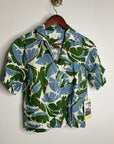 Trovata 100% Linen Nico Short Sleeve Palm Printed Boxy Fit Button Down Top