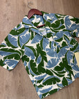 Trovata 100% Linen Nico Short Sleeve Palm Printed Boxy Fit Button Down Top