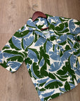 Trovata 100% Linen Nico Short Sleeve Palm Printed Boxy Fit Button Down Top