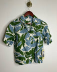 Trovata 100% Linen Nico Short Sleeve Palm Printed Boxy Fit Button Down Top