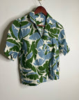 Trovata 100% Linen Nico Short Sleeve Palm Printed Boxy Fit Button Down Top