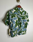 Trovata 100% Linen Nico Short Sleeve Palm Printed Boxy Fit Button Down Top