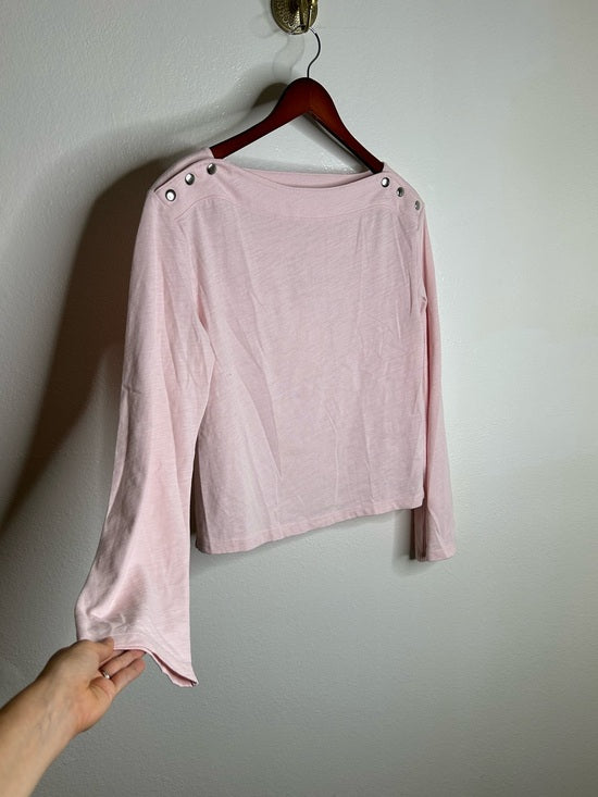 Nation LTD Nation LA 100% Cotton Rochelle Boat-Neck Sweater in Light Pink Silver Button - Cotton
