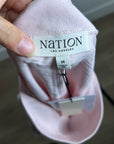 Nation LA 100% Cotton Rochelle Boat-Neck Sweater in Light Pink Silver Button