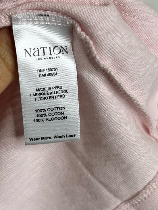 Nation LA 100% Cotton Rochelle Boat-Neck Sweater in Light Pink Silver Button