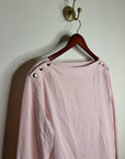 Nation LA 100% Cotton Rochelle Boat-Neck Sweater in Light Pink Silver Button