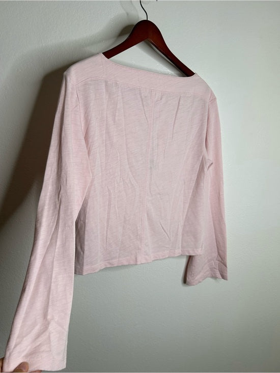 Nation LTD Nation LA 100% Cotton Rochelle Boat-Neck Sweater in Light Pink Silver Button - Cotton