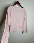 Nation LA 100% Cotton Rochelle Boat-Neck Sweater in Light Pink Silver Button