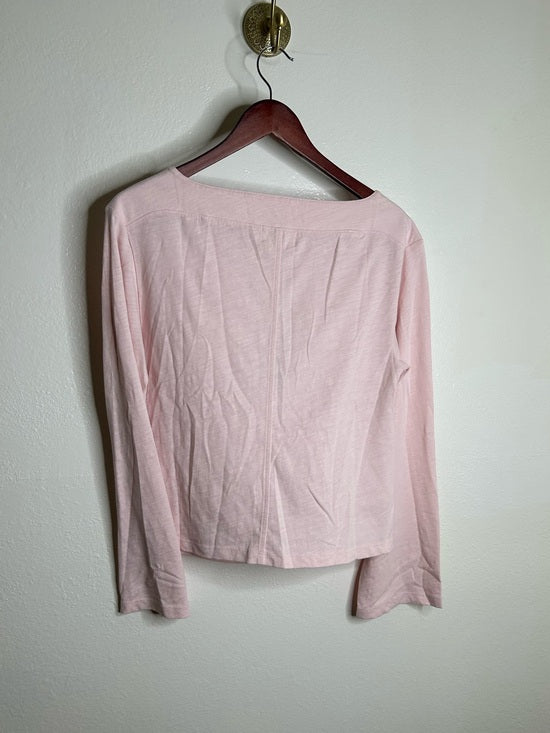 Nation LTD Nation LA 100% Cotton Rochelle Boat-Neck Sweater in Light Pink Silver Button - Cotton