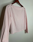 Nation LA 100% Cotton Rochelle Boat-Neck Sweater in Light Pink Silver Button