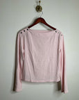 Nation LA 100% Cotton Rochelle Boat-Neck Sweater in Light Pink Silver Button