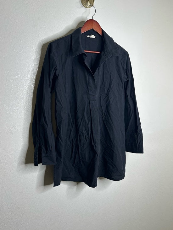 Eileen Fisher 100% Organic Cotton Popover Long Sleeve Tunic Long Sleeve Blouse