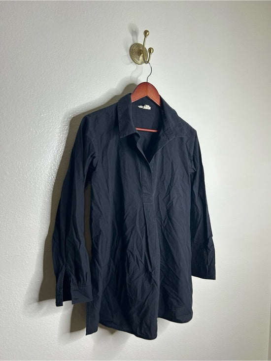Eileen Fisher 100% Organic Cotton Popover Long Sleeve Tunic Long Sleeve Blouse