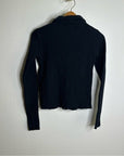 MATE The Label 100% Organic Cotton Waffle Button Down Cardigan Black