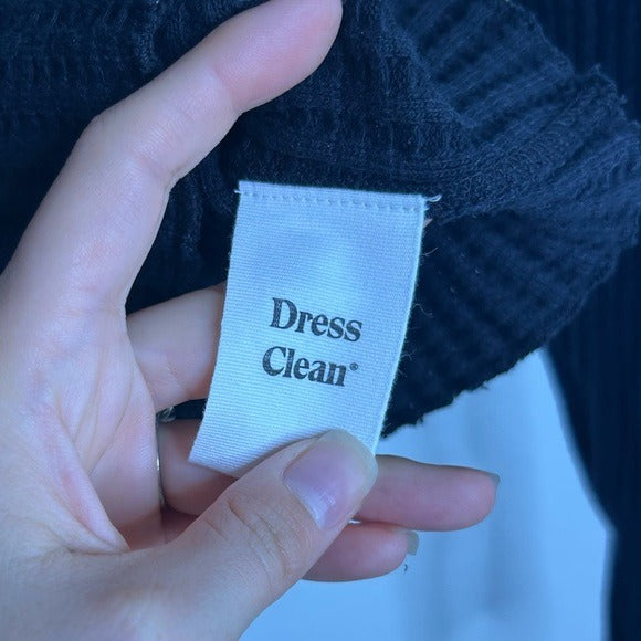 MATE The Label 100% Organic Cotton Waffle Button Down Cardigan Black