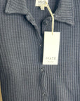 MATE The Label 100% Organic Cotton Waffle Button Down Cardigan Black
