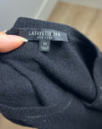 Lafayette 148 100% Cashmere Black Short Sleeve Knit Top Beaded Neckline