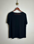 Lafayette 148 100% Cashmere Black Short Sleeve Knit Top Beaded Neckline