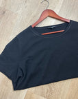 Lafayette 148 100% Cashmere Black Short Sleeve Knit Top Beaded Neckline